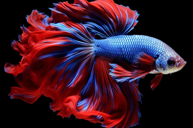 Blauer und roter Betta-Fisch