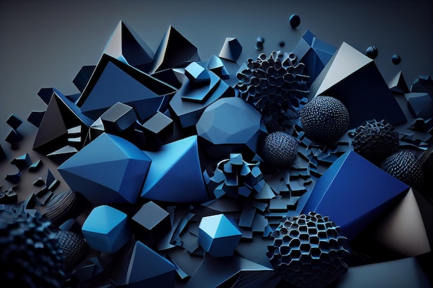 Blauer und schwarzer abstrakter HintergrundGenerative ai