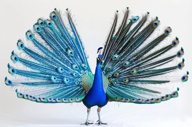 Blauer Vogel mit ausgebreiteten Federn