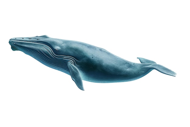 Blauer Wal isoliert auf weißem Hintergrund