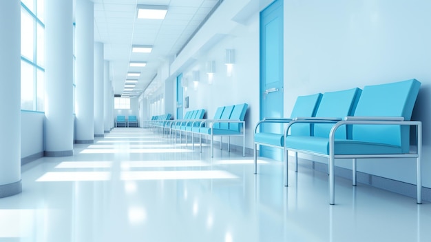 Foto blauer wartestuhl im krankenhausgenerativ durch ki
