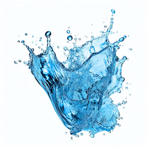 Blauer Wasserspritzer isoliert auf weißem Hintergrund