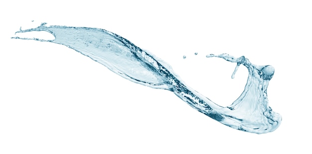 Blauer Wasserspritzer isoliert auf weißem Hintergrund