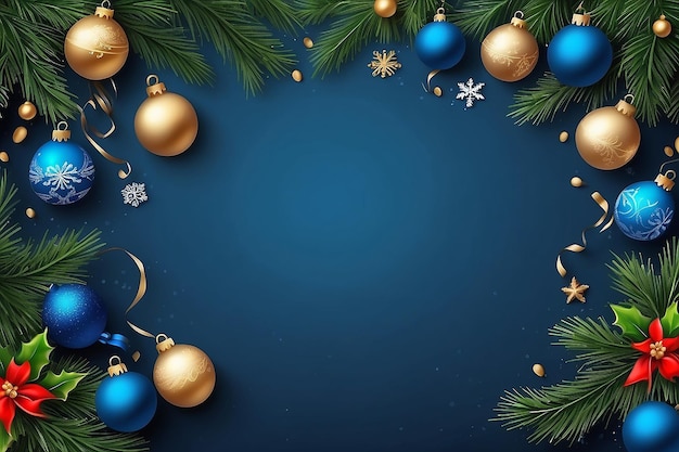 Blauer Weihnachtsgrußkartenhintergrund oder Ferienbanner