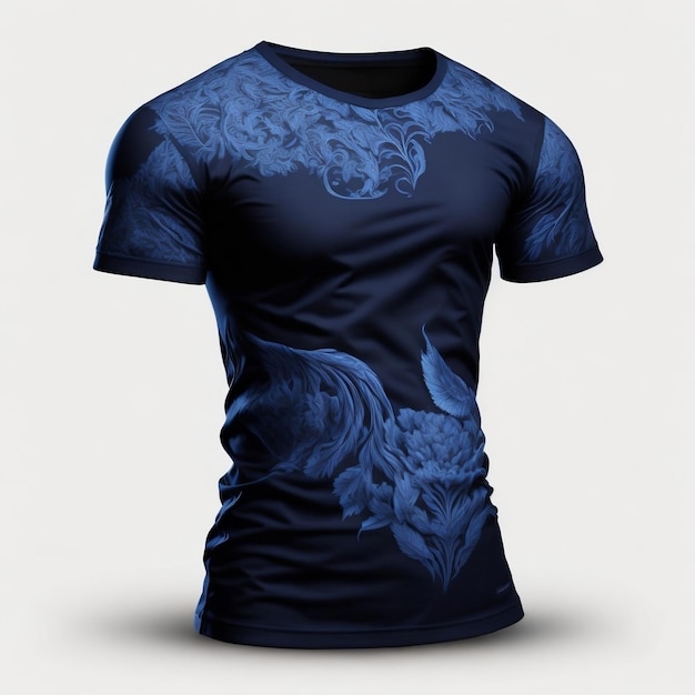 Blaues Baumwoll-T-Shirt mit T-Shirt-Modell im Luxus-Design