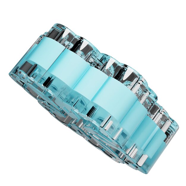 Blaues Glas Schneeflocke glänzend Design-Elemente des neuen Jahres Glänzende Schneeflocken Realistische 3D-Darstellung