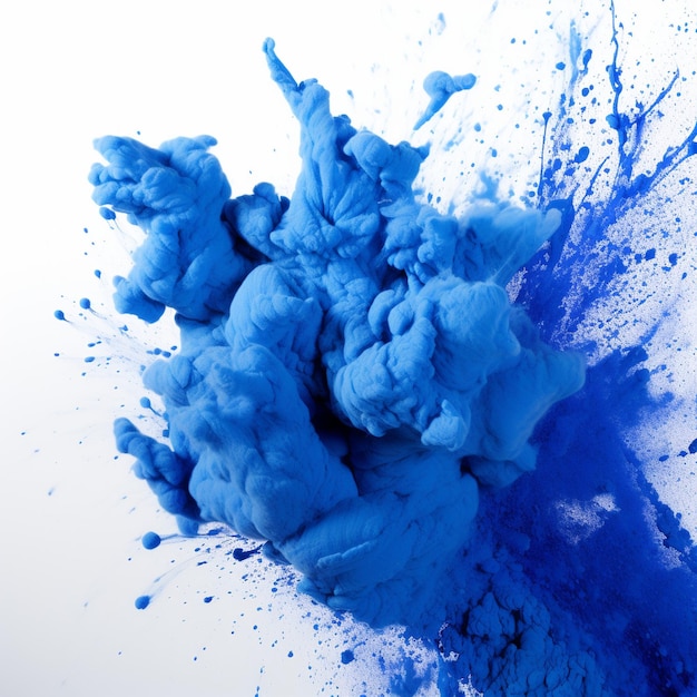 Foto blaues holi-farbpulver auf weißem hintergrund