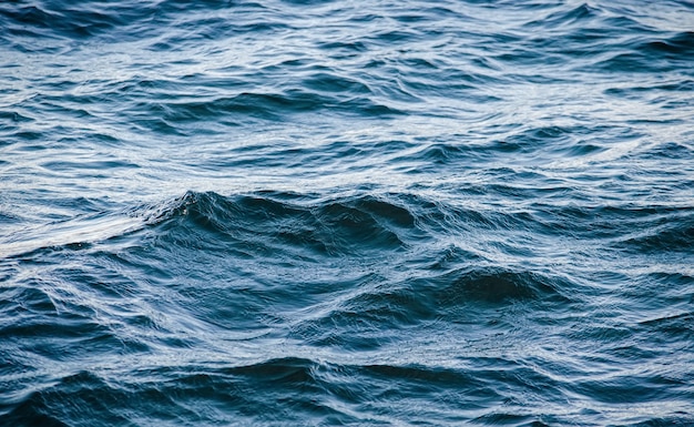 Blaues Meer mit Wellen Hintergrundtextur Wasseroberfläche