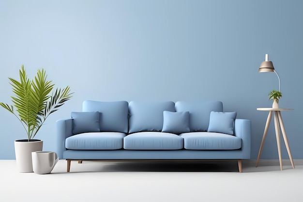 Foto blaues modernes wohnzimmer mit sofa