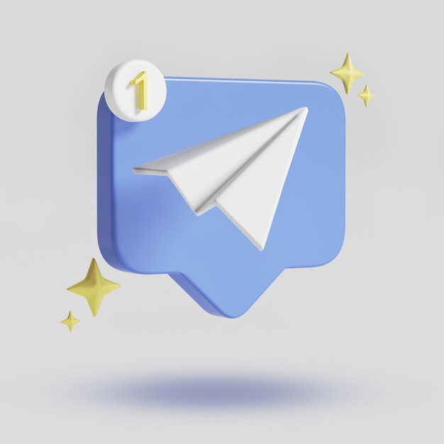 blaues Papier-Flugzeug-Mail-Symbol mit Glocken-Benachrichtigung für neue Nachrichten auf pastellfarbenem Hintergrund3d-Rendering