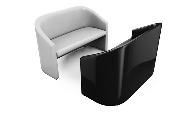 Blaues Sofa auf weißem Hintergrund 3D-Rendering