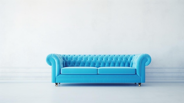 Blaues Sofa im klassischen Stil auf weißem Hintergrund