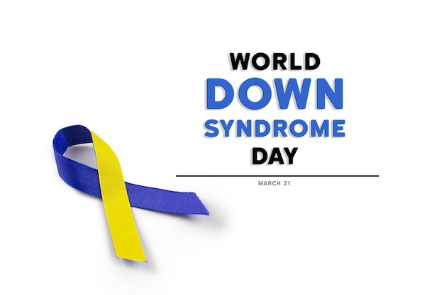 Blaues und gelbes Band für den World Down Syndrome Day