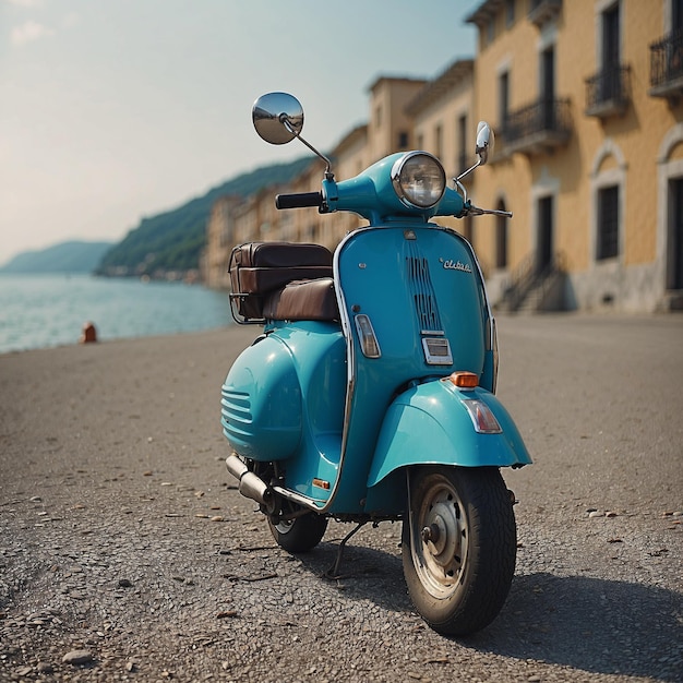 Foto blaues vespa-motorrad