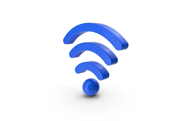 Foto blaues wlan-symbol auf weißem hintergrund