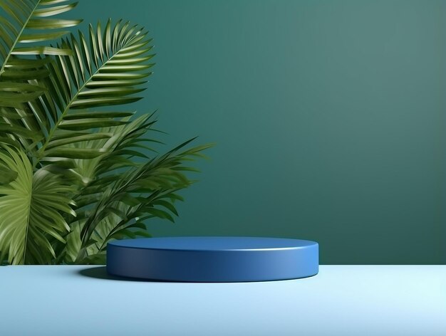 Blaues Zylinder-Display-Podium auf blauem Hintergrund