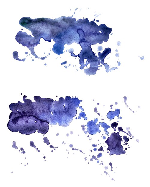 Blauviolette Aquarellflecken spritzen Flecken