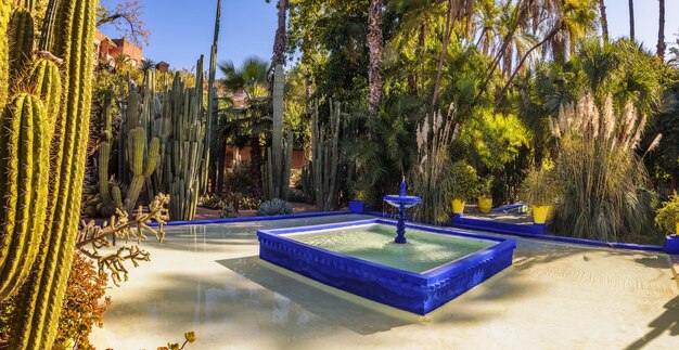 Blauwasserbrunnen im Botanischen Garten Jardin Majorelle in Marrakesch