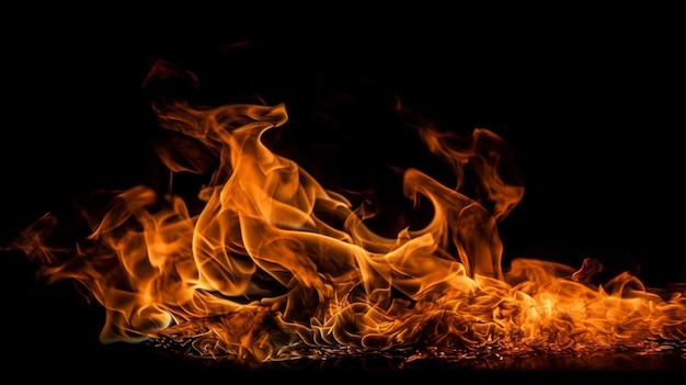 Blaze fuego llama textura aislado fondo negro