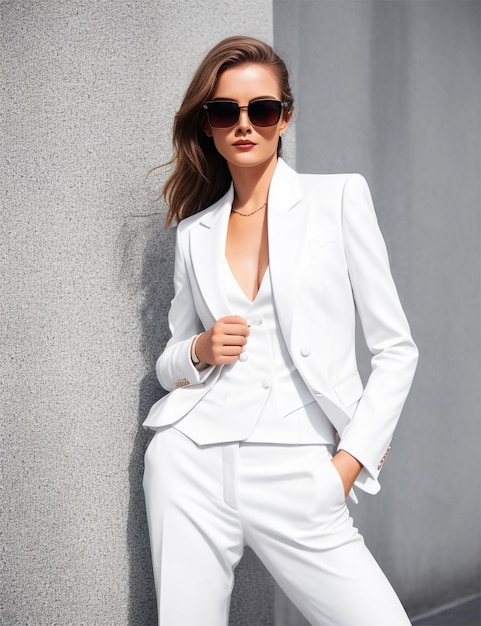 Blazer feminino Fashon modelo branco fit gerado Ai