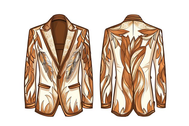 Foto blazer de ropa 2d con un recorte en forma de pluma en la solapa fea concepto de moda idea diseño artístico