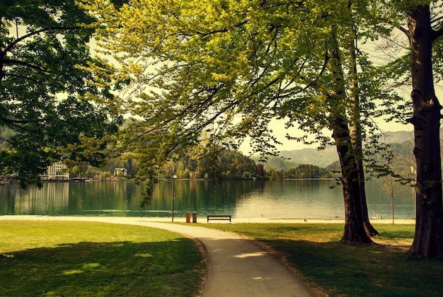 Bled es una ciudad en el lago Bled en Eslovenia