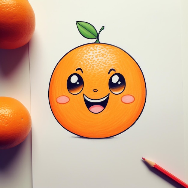 Foto bleistift-skizze süße orangefarbene zeichnung bild generative ki