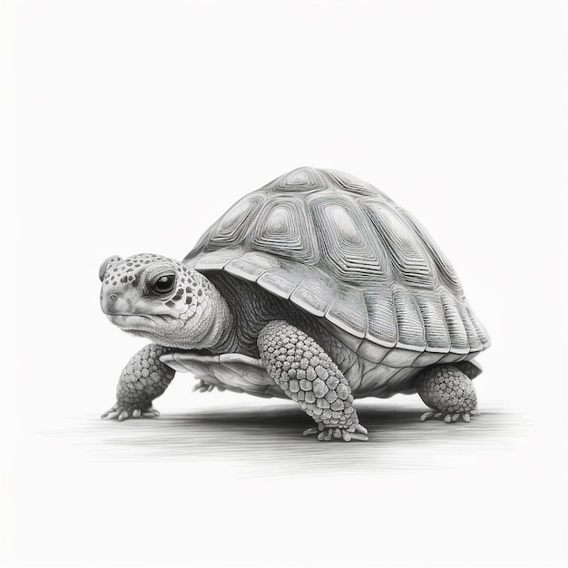 Bleistiftskizze zeichnet niedliches Schildkrötentier AI generiert
