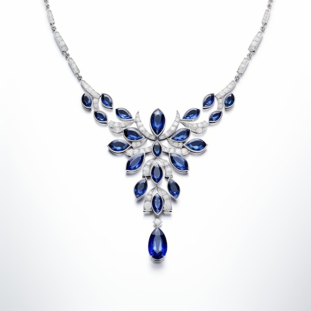 Blendende Eleganz Ein Harry Winston 18-Kart-Halsband aus weißem Gold, geschmückt mit Diamanten und Saphiren auf einem