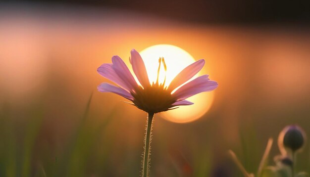 Foto blick auf blumen bei sonnenuntergang tapeten