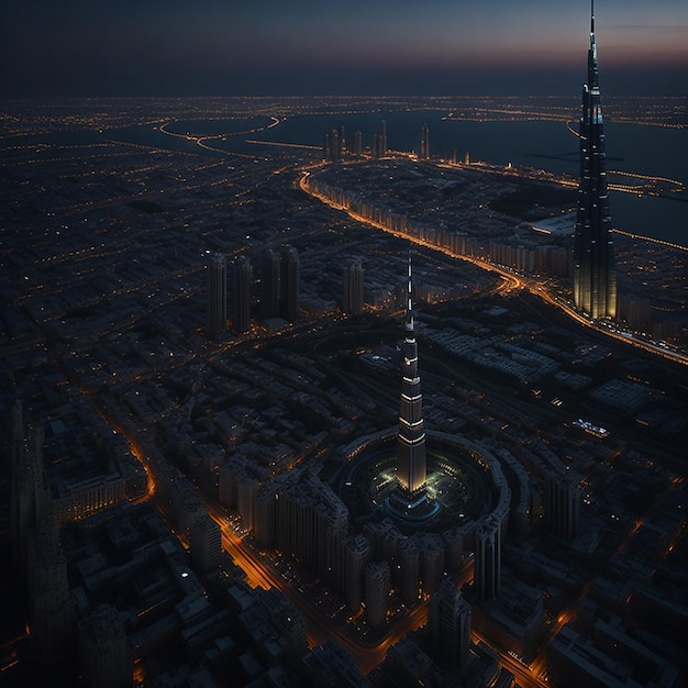 Blick auf Burj Khalifa Turm und ein Teil der Stadt