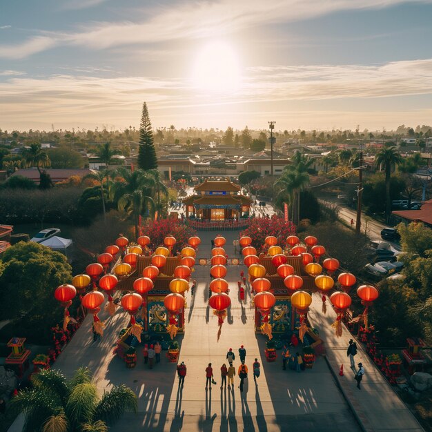 Blick auf das chinesische Neujahrsfest per Drohne