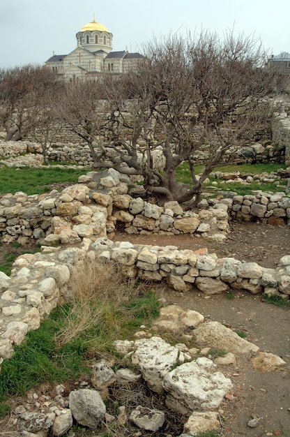 Blick auf das Gebiet von Chersonesos Ruinen der Altstadt