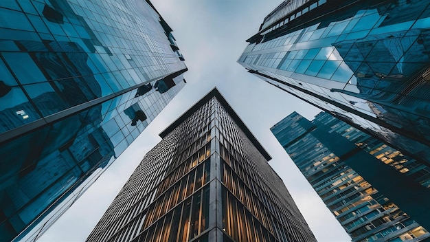 Blick auf das Hochhaus aus Glas