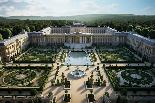 Blick auf das Kapitol oder Rathaus ist der Stadtverwaltungspalast von Versailles, der durch KI generiert wurde