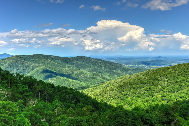 Blick auf das Shenandoah Valley und die Blue Ridge Mountains vom Shenandoah National Park Virginia