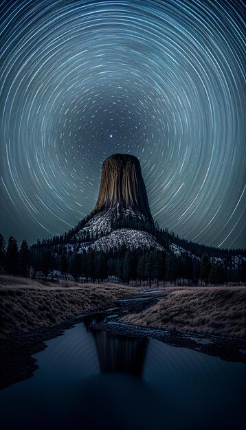 Blick auf den Berggipfel mit Berg im Hintergrund, generative KI