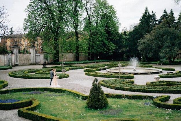 Foto blick auf den brunnen im park