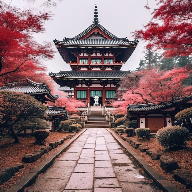 Blick auf den chinesischen Tempel