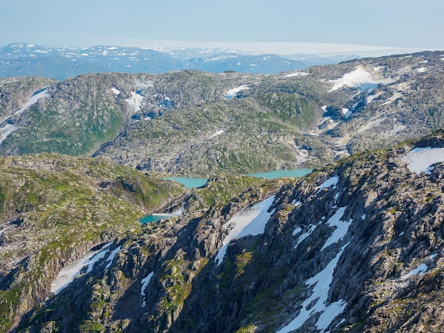 Blick auf den Folgefonna-Gletscher vom Aussichtspunkt Reinanuten in Norwegen