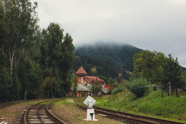 Blick auf den kleinen Bahnhof im Kopierraum der Karpaten