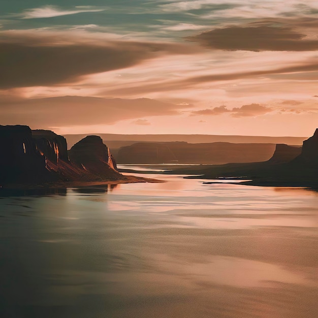 Blick auf den Lake Powell bei Sonnenuntergang