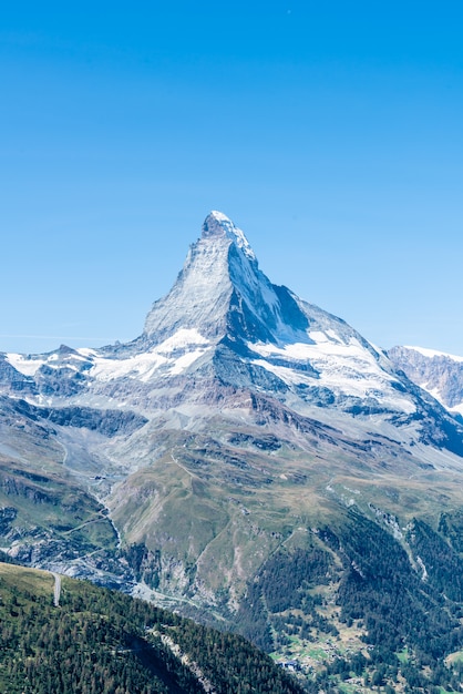 Blick auf den Matterhorngipfel in Zermatt, Schweiz.