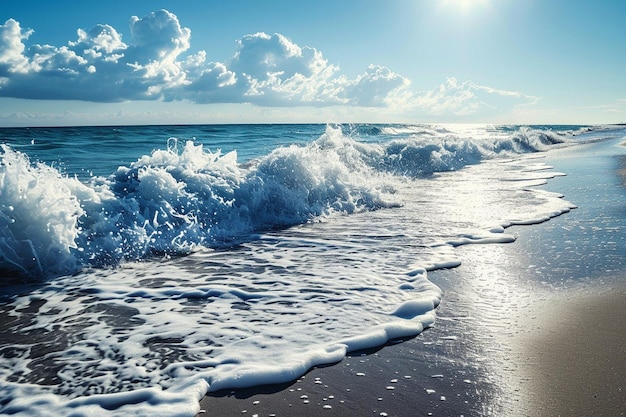 Foto blick auf den meeresstrom am sandstrand