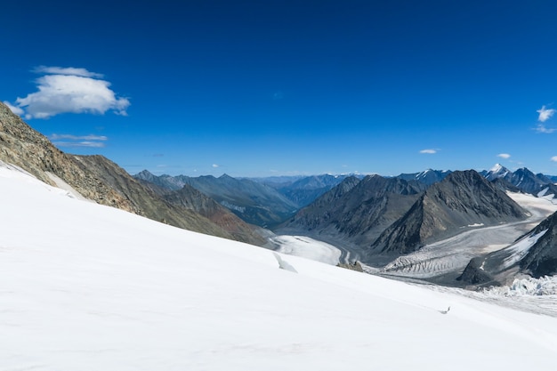 Blick auf den Mensu-Gletscher. Belukha Berggebiet