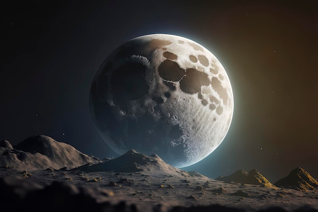 Blick auf den Mond draußen im Weltraum AIGerated