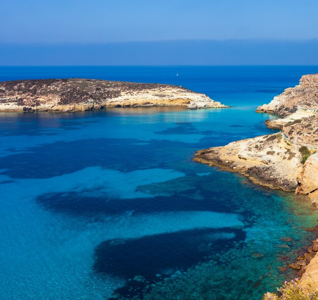 Blick auf den Rabbits Beach oder die Insel Conigli, Lampedusa