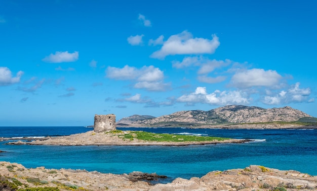 Blick auf den sardischen Strand von Stintino