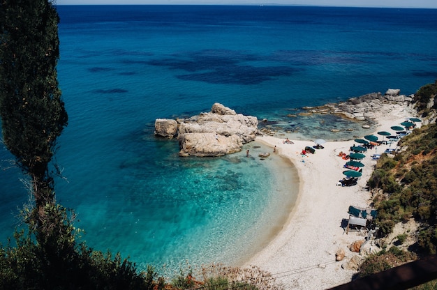 Blick auf den schönen Strand von Xigia. Strand auf der Insel Zakynthos. Griechenland.