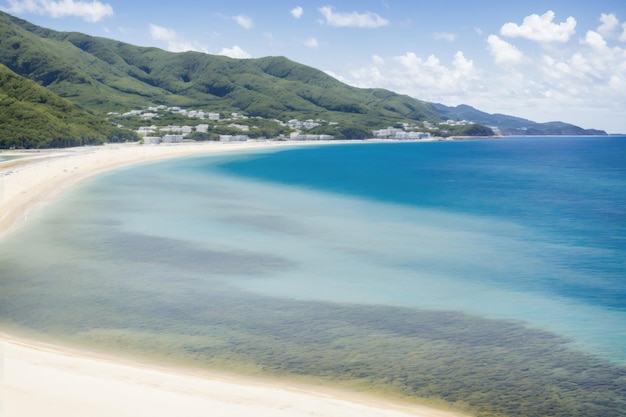 Foto blick auf den strand mit ruhigem wasser